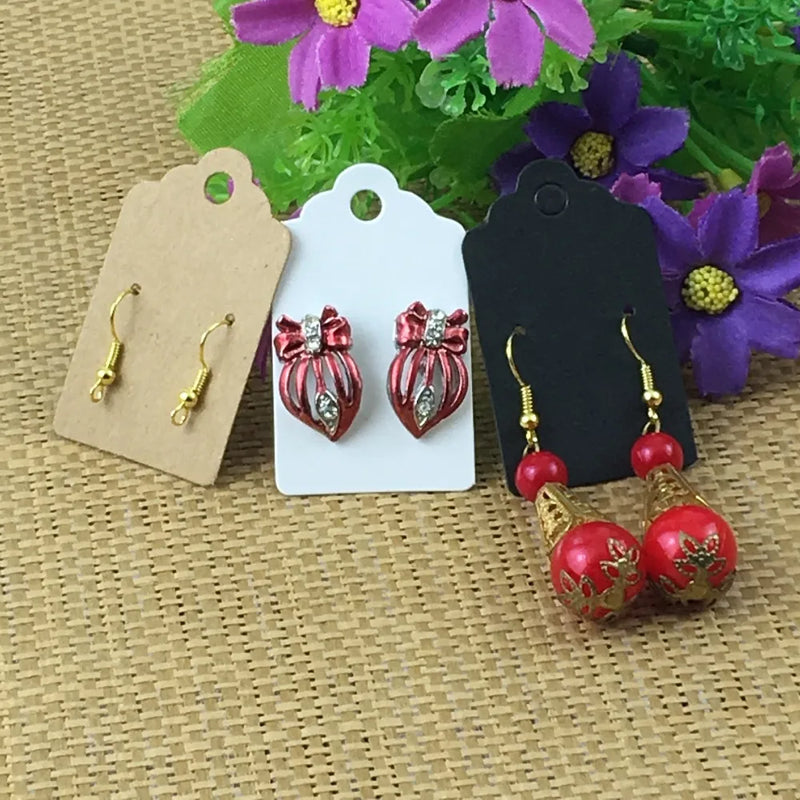 100Pcs 5x3cm Craft Paper Earring Display Card Ladies Jewelry Accessory Tag