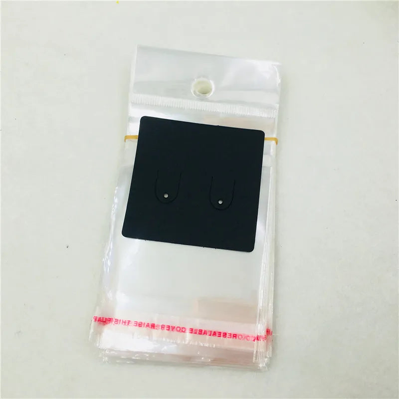 100Pcs 5x5cm Classic With Love Earring Display Cards +100opp bags