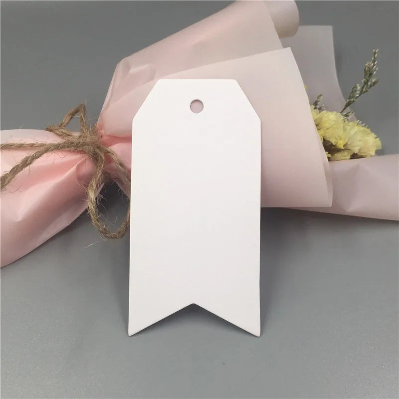 100Pcs Blank Craft Paper Tags With Hole Garments Hang Tag Wedding Gift