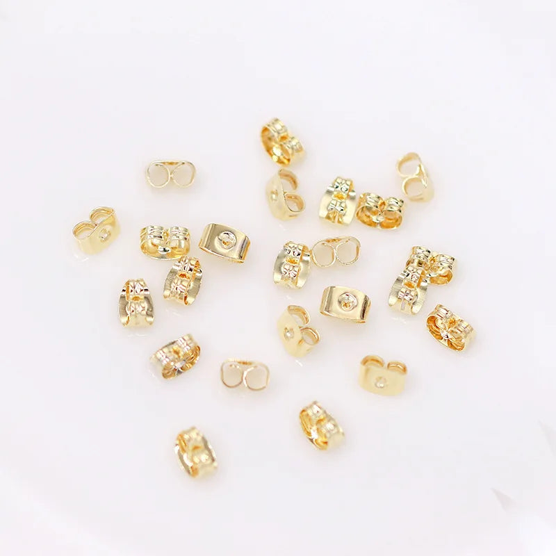 100Pcs Brass Ear Nuts Push Back, Earring Back Replacement for DIY Jewelry Making
