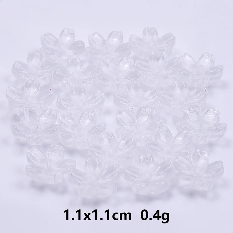 100Pcs/Lot Sakura Flower Glass Beads Jewelry Finding Charms