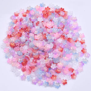 100Pcs/Lot Sakura Flower Glass Beads Jewelry Finding Charms