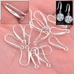 100Pcs Jewelry Earring Findings 925 Silver Ear Hook Earwires For Crystal Women