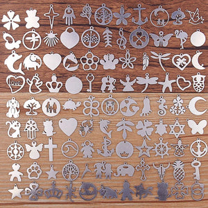 100Pcs Stainless Steel Charms for Necklace Pendant DIY Jewelry Making