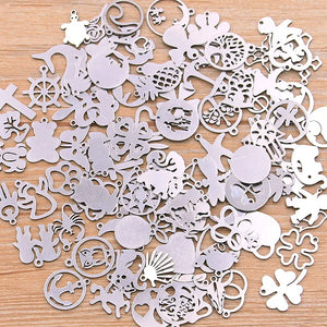 100Pcs Stainless Steel Charms for Necklace Pendant DIY Jewelry Making
