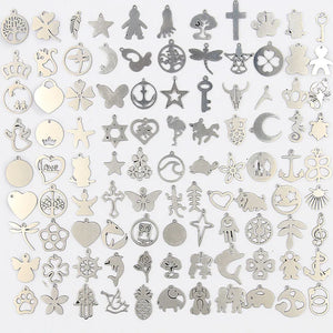 100Pcs Stainless Steel Pendant Charms for DIY Jewelry Making