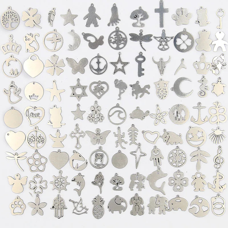 100Pcs Stainless Steel Pendant Charms for DIY Jewelry Making