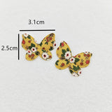 100Pcs Flower Print Butterfly Padded Appliques DIY Sewing Supplies