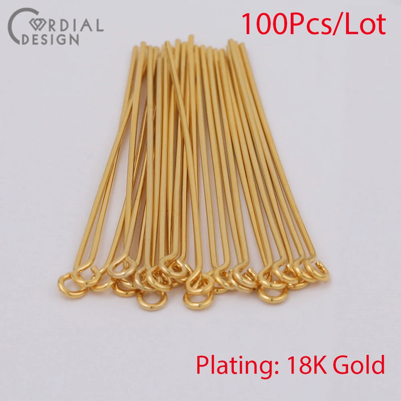 100Pcs/Lot Charms Pins & Needles for Jewelry Making - Genuine Copper Plating