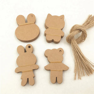 100Pcs/Lot Rabbit Bear Hang Tags Package Labels Decoration Gift Pack Note