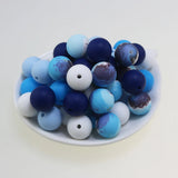 100Pcs Mixed Ocean Print Silicone Beads 15mm Sea Wave Leopard Ball
