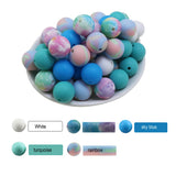100Pcs Starry Sky Star Print Silicone Beads Teething Pearls