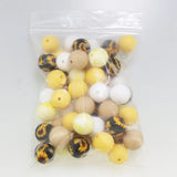 100pcs Mixed Sunflower Silicone Beads 15mm Teething Pearls Leopard Print