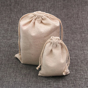100Pcs Natural Cotton Drawstring Gift Bags Small Linen Pouches