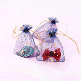 100Pcs Navy Organza Bag 9x12cm Moon Star Drawstring Gift Pouches