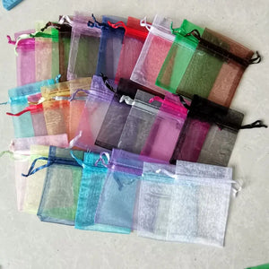 100Pcs Organza Gift Bag Drawstring Pouches Jewelry Birthday Wedding Bags