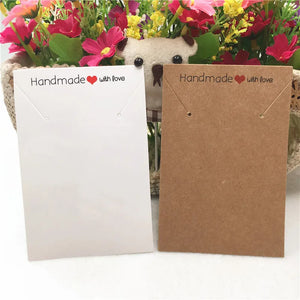 100Pcs Rectangular Love Necklace Display Cards+100Pcs Opp Bags