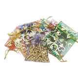 100Pcs/Lot Rose Flower Drawstring Organza Gift Bags Jewelry Packaging Pouches
