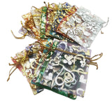 100Pcs/Lot Rose Flower Drawstring Organza Gift Bags Jewelry Packaging Pouches