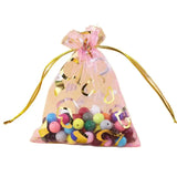 100Pcs/Lot Rose Flower Drawstring Organza Gift Bags Jewelry Packaging Pouches