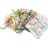 100Pcs/Lot Rose Flower Drawstring Organza Gift Bags Jewelry Packaging Pouches