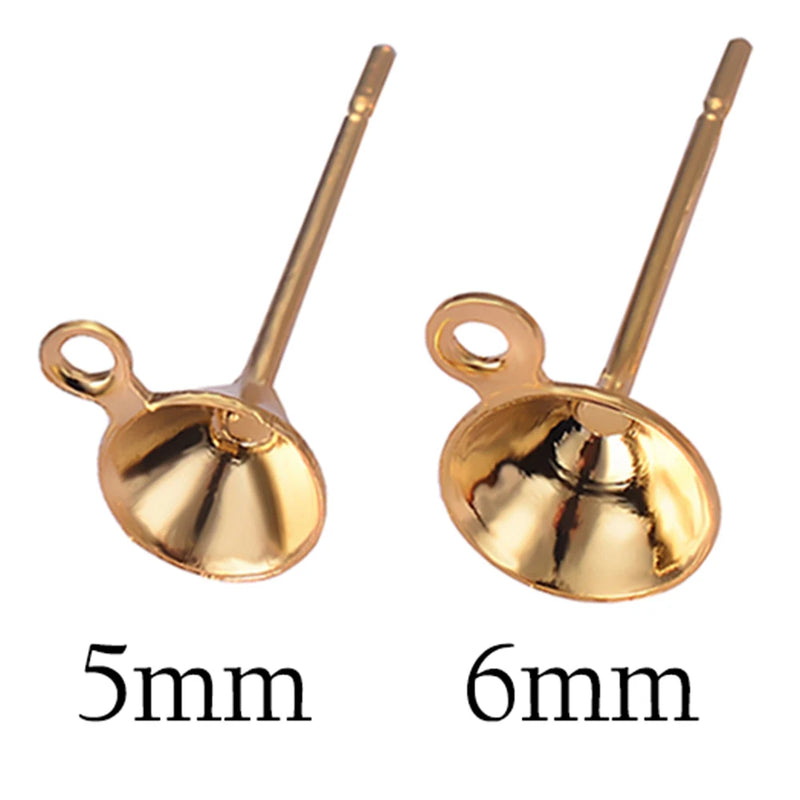 100Pcs Stainless Steel Blank Post Stud Earring Base