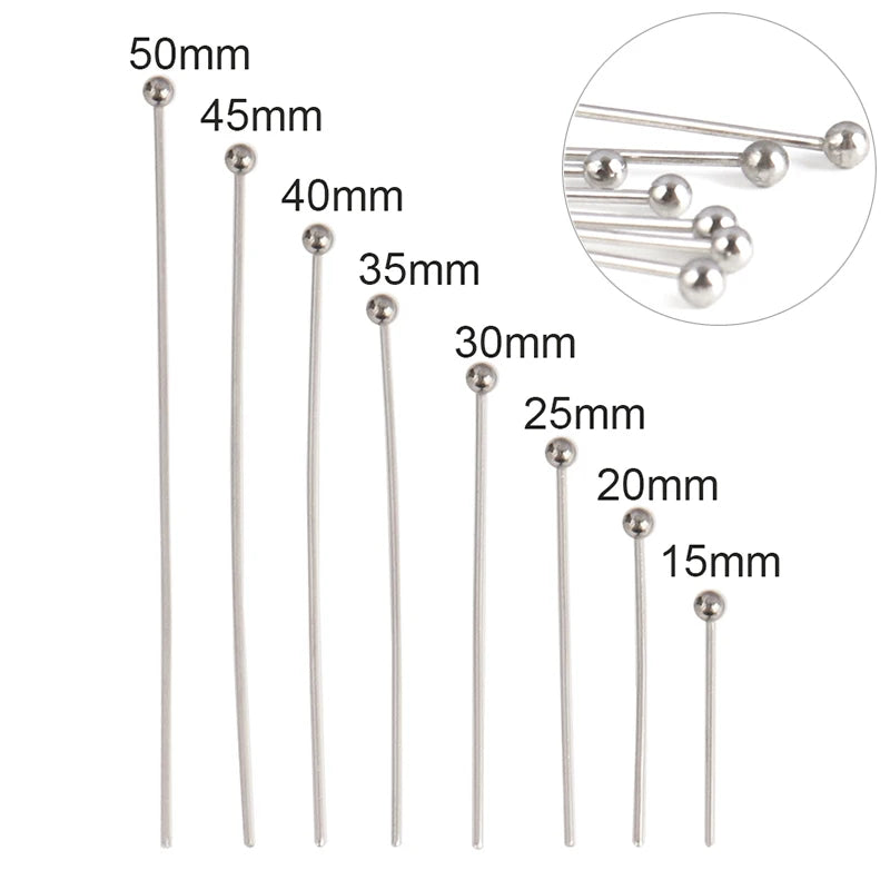 100Pcs Stainless Steel Flat Head Eye Pins DIY Earrings Jewelry Making Supplies