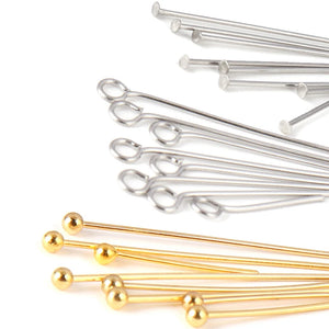 100Pcs Stainless Steel Flat Head Eye Pins DIY Earrings Jewelry Making Supplies