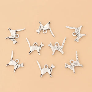 100 Pcs Tibetan Silver Cat Charms for DIY Jewelry Making