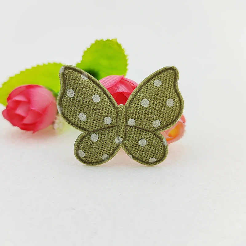 100Pcs/Lot Polka Dot Butterfly Padded Appliques For Craft Clothes Sewing DIY
