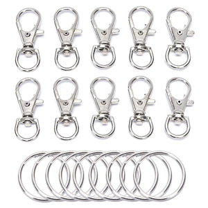 100Pcs Metal Key Chain Rings Swivel Clasps Lanyard Snap Hook Lobster Claw Clasps