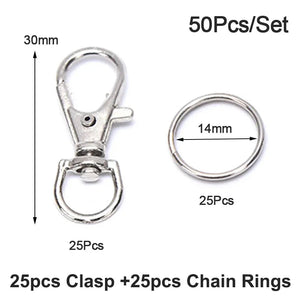 100Pcs Metal Key Chain Rings Swivel Clasps Lanyard Snap Hook Lobster Claw Clasps