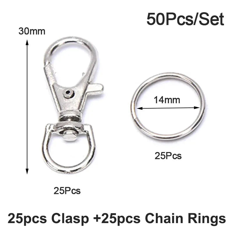 100Pcs Metal Key Chain Rings Swivel Clasps Lanyard Snap Hook Lobster Claw Clasps