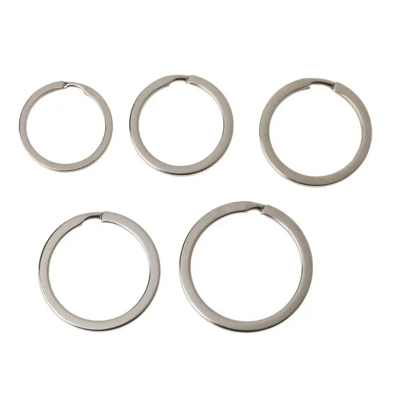 100Pcs Metal Round Flat Keyrings Split Key Rings Chain 25-35MM