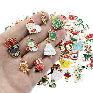 100Pcs Mix Christmas Pendant Necklace For DIY Jewelry Making