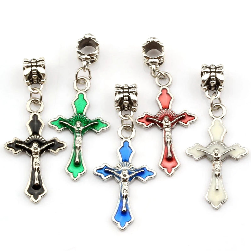 100Pcs Enamel Cross Charm Pendants DIY Jewelry Making
