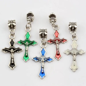 100Pcs Enamel Cross Charm Pendants DIY Jewelry Making