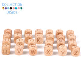 100Pcs Natural Beech Wooden Alphabet Beads 12mm