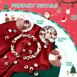 100Pcs Wooden Beads Christmas Mixed Pattern Spacer Beads