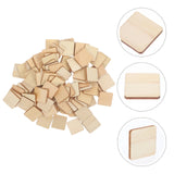 100Pcs Natural Wooden Blanks Square Chip Kids DIY Accessories