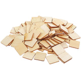 100Pcs Natural Wooden Blanks Square Chip Kids DIY Accessories