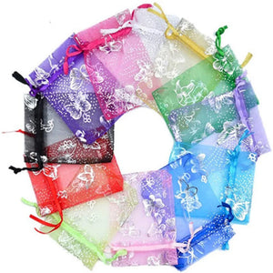 100Pcs Organza Pouch for Christmas Wedding Candy Jewelry Packaging Bags
