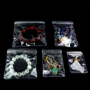 100Pcs PVC Jewelry Zip Lock Bag Transparent Plastic DIY Rings Storage