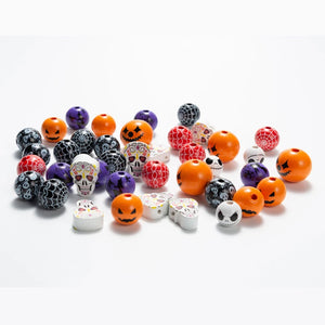 100Pcs Halloween Bracelet Wooden Beads DIY Supplies