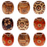 100Pcs Painted Drum Barrel Wood Beads for Jewelry Making Hair Accessories