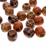 100Pcs Painted Drum Barrel Wood Beads for Jewelry Making Hair Accessories