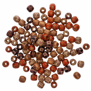 100Pcs Painted Drum Barrel Wood Beads for Jewelry Making Hair Accessories