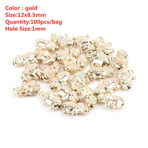 100Pcs 12x8.5mm Elephant Plastic Spacer Beads For Jewelry Making