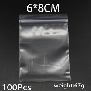 100Pcs Jewelry Packaging Zip Bags Fresh Bag Transparent Zip Lock DIY Stockpile