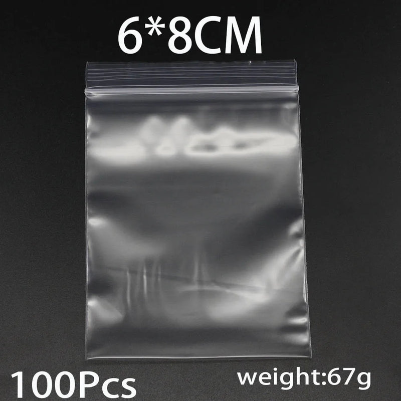 100Pcs Jewelry Packaging Zip Bags Fresh Bag Transparent Zip Lock DIY Stockpile